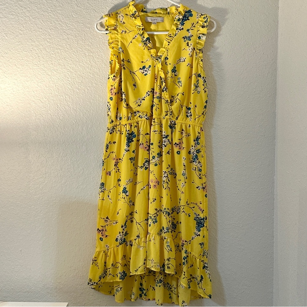 Loft floral dress 8p yellow